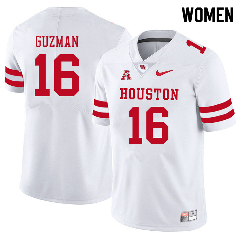 Women #16 Noah Guzman Houston Cougars College Football Jerseys Sale-White - Click Image to Close